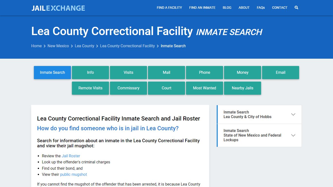 Lea County Correctional Facility Inmate Search - Jail Exchange